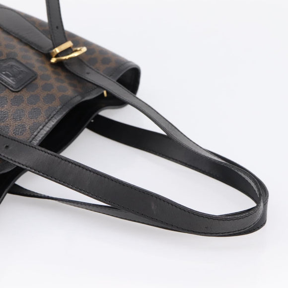 CELINE Macadam Tote Bag PVC Leather Black Gold Tone Auth BA15388