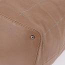 CHANEL Chocolate Bar Drawstring Bag Lamb Skin Beige Silver CC Auth BA15389V-11