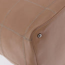 CHANEL Chocolate Bar Drawstring Bag Lamb Skin Beige Silver CC Auth BA15389V-12