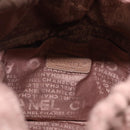 CHANEL Chocolate Bar Drawstring Bag Lamb Skin Beige Silver CC Auth BA15389V-15