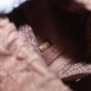 CHANEL Chocolate Bar Drawstring Bag Lamb Skin Beige Silver CC Auth BA15389V-20