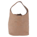 CHANEL Chocolate Bar Drawstring Bag Lamb Skin Beige Silver CC Auth BA15389V-3