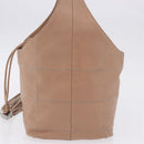 CHANEL Chocolate Bar Drawstring Bag Lamb Skin Beige Silver CC Auth BA15389V-4