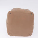 CHANEL Chocolate Bar Drawstring Bag Lamb Skin Beige Silver CC Auth BA15389V-9