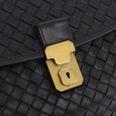BOTTEGA VENETA INTRECCIATO Business Bag Leather Black Gold 170238 Auth BA15390-17