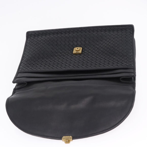 BOTTEGA VENETA INTRECCIATO Business Bag Leather Black Gold 170238 Auth BA15390