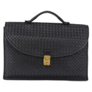 BOTTEGA VENETA INTRECCIATO Business Bag Leather Black Gold 170238 Auth BA15390-13