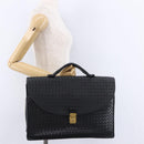 BOTTEGA VENETA INTRECCIATO Business Bag Leather Black Gold 170238 Auth BA15390-26