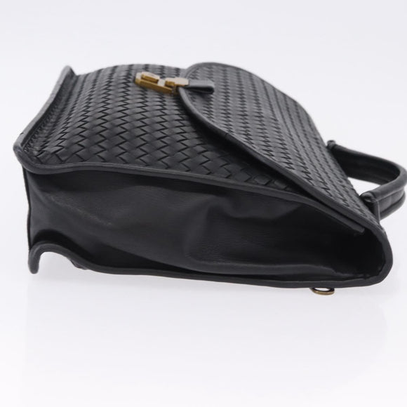 BOTTEGA VENETA INTRECCIATO Business Bag Leather Black Gold 170238 Auth BA15390
