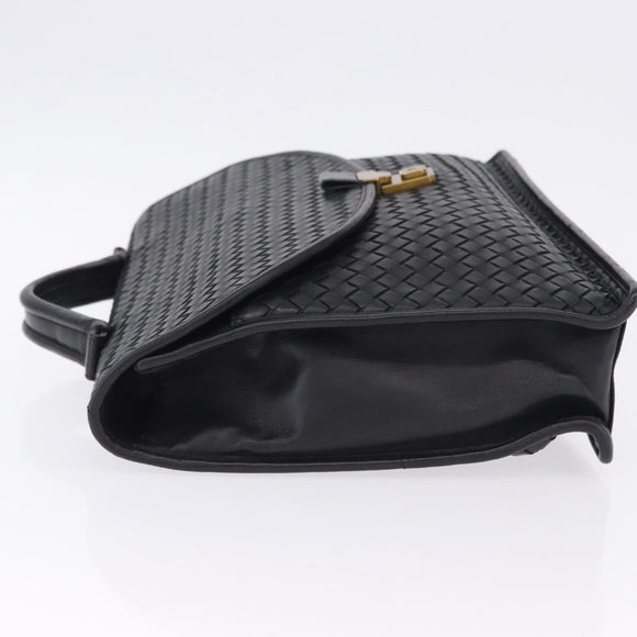 BOTTEGA VENETA INTRECCIATO Business Bag Leather Black Gold 170238 Auth BA15390