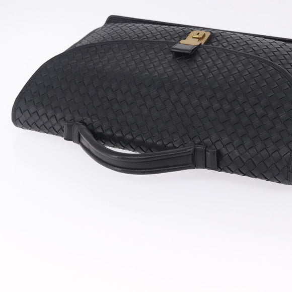 BOTTEGA VENETA INTRECCIATO Business Bag Leather Black Gold 170238 Auth BA15390