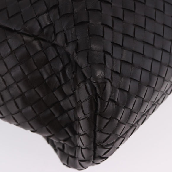 BOTTEGA VENETA INTRECCIATO Business Bag Leather Black Silver 122139 Auth BA15392