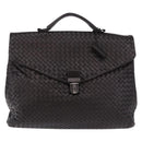 BOTTEGA VENETA INTRECCIATO Business Bag Leather Black Silver 122139 Auth BA15392-13