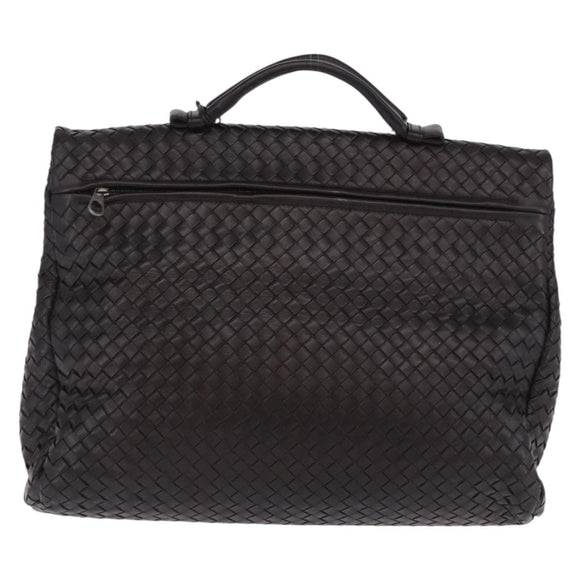 BOTTEGA VENETA INTRECCIATO Business Bag Leather Black Silver 122139 Auth BA15392