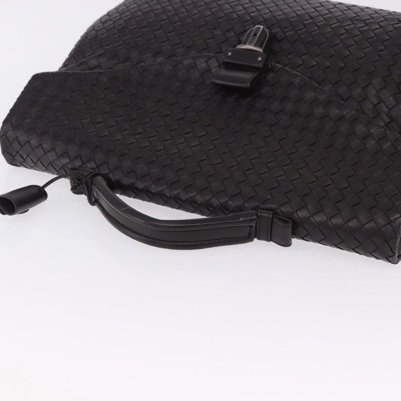 BOTTEGA VENETA INTRECCIATO Business Bag Leather Black Silver 122139 Auth BA15392