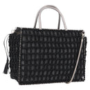 Salvatore Ferragamo Hand Bag Nylon 2way Black Silver Auth BA15393-1