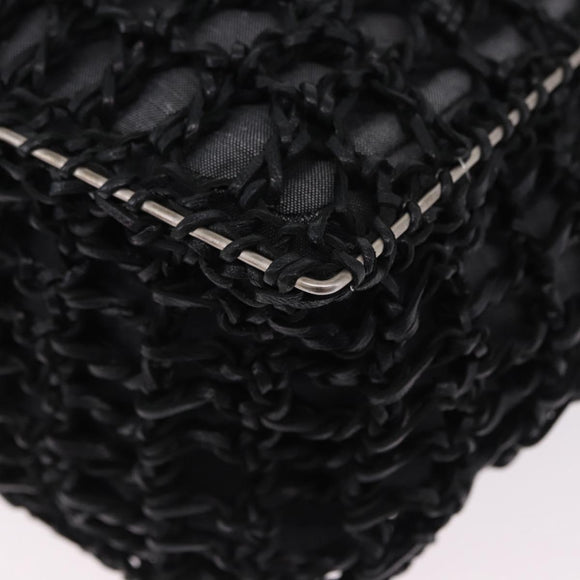 Salvatore Ferragamo Hand Bag Nylon 2way Black Silver Auth BA15393
