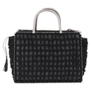 Salvatore Ferragamo Hand Bag Nylon 2way Black Silver Auth BA15393-2