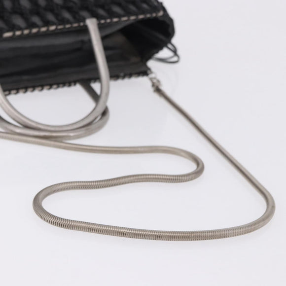 Salvatore Ferragamo Hand Bag Nylon 2way Black Silver Auth BA15393