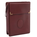 CARTIER Must Line Clutch Bag Leather Bordeaux Gold Tone Auth BA15394-1