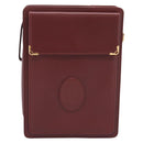 CARTIER Must Line Clutch Bag Leather Bordeaux Gold Tone Auth BA15394-13