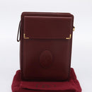 CARTIER Must Line Clutch Bag Leather Bordeaux Gold Tone Auth BA15394-12