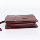 CARTIER Must Line Clutch Bag Leather Bordeaux Gold Tone Auth BA15394-4