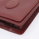 CARTIER Must Line Clutch Bag Leather Bordeaux Gold Tone Auth BA15394-7
