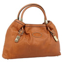 Chloe Victoria Hand Bag Leather Brown Gold Tone Auth BA15396-1