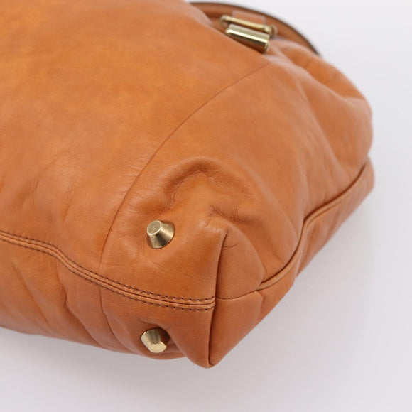Chloe Victoria Hand Bag Leather Brown Gold Tone Auth BA15396
