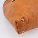 Chloe Victoria Hand Bag Leather Brown Gold Tone Auth BA15396-14