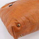 Chloe Victoria Hand Bag Leather Brown Gold Tone Auth BA15396-16