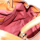 Chloe Victoria Hand Bag Leather Brown Gold Tone Auth BA15396-17