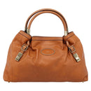 Chloe Victoria Hand Bag Leather Brown Gold Tone Auth BA15396-13