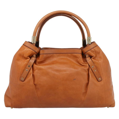 Chloe Victoria Hand Bag Leather Brown Gold Tone Auth BA15396 - 0