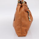 Chloe Victoria Hand Bag Leather Brown Gold Tone Auth BA15396-3