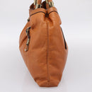 Chloe Victoria Hand Bag Leather Brown Gold Tone Auth BA15396-4
