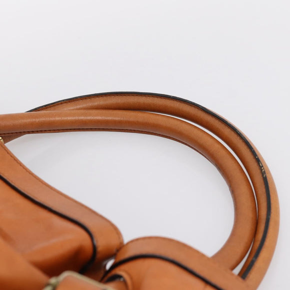 Chloe Victoria Hand Bag Leather Brown Gold Tone Auth BA15396