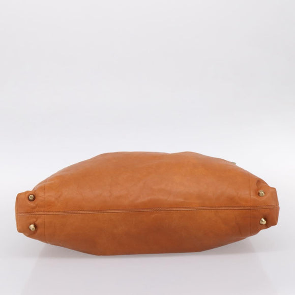 Chloe Victoria Hand Bag Leather Brown Gold Tone Auth BA15396