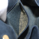 Salvatore Ferragamo Vala Ribbon Chain Shoulder Bag Suede Navy Gold Auth BA15397-19