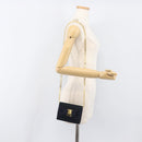 Salvatore Ferragamo Vala Ribbon Chain Shoulder Bag Suede Navy Gold Auth BA15397-20