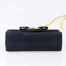 Salvatore Ferragamo Vala Ribbon Chain Shoulder Bag Suede Navy Gold Auth BA15397-9