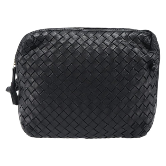 BOTTEGA VENETA INTRECCIATO Shoulder Bag Leather Black Auth BA15399