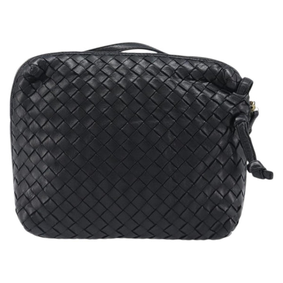 BOTTEGA VENETA INTRECCIATO Shoulder Bag Leather Black Auth BA15399