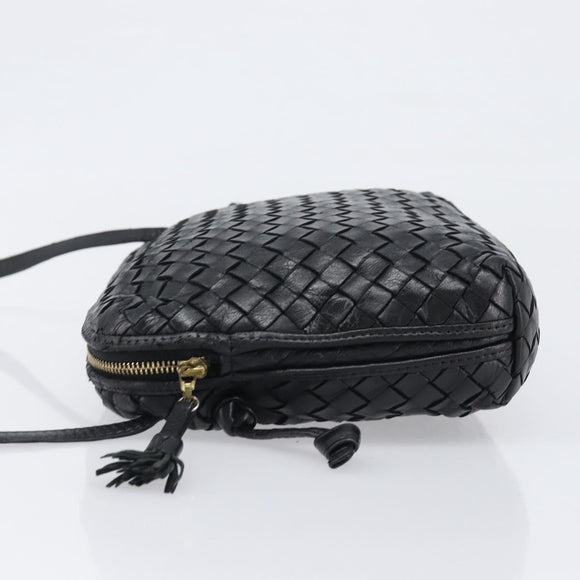 BOTTEGA VENETA INTRECCIATO Shoulder Bag Leather Black Auth BA15399