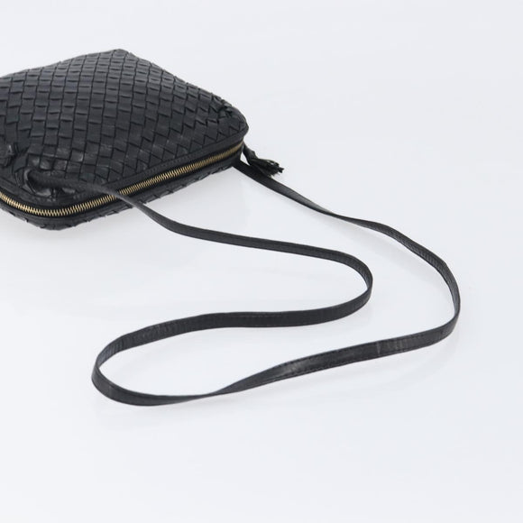 BOTTEGA VENETA INTRECCIATO Shoulder Bag Leather Black Auth BA15399