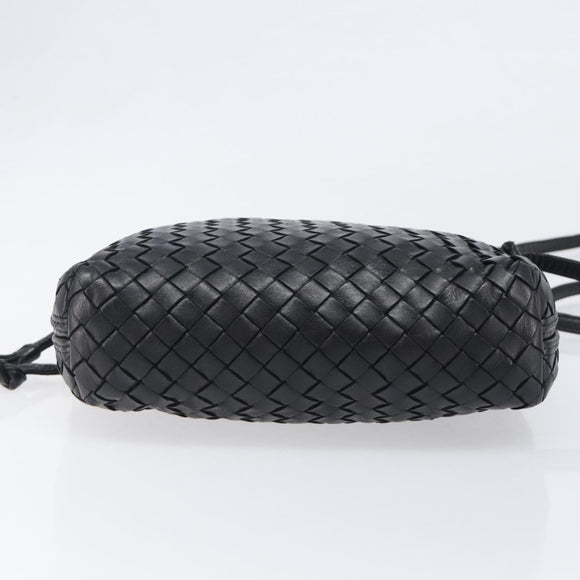 BOTTEGA VENETA INTRECCIATO Shoulder Bag Leather Black Auth BA15399