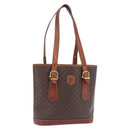 CELINE Macadam Tote Bag PVC Leather Brown Gold Tone Auth BA15400-1
