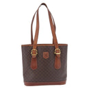 CELINE Macadam Tote Bag PVC Leather Brown Gold Tone Auth BA15400-13