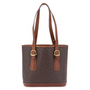 CELINE Macadam Tote Bag PVC Leather Brown Gold Tone Auth BA15400-2